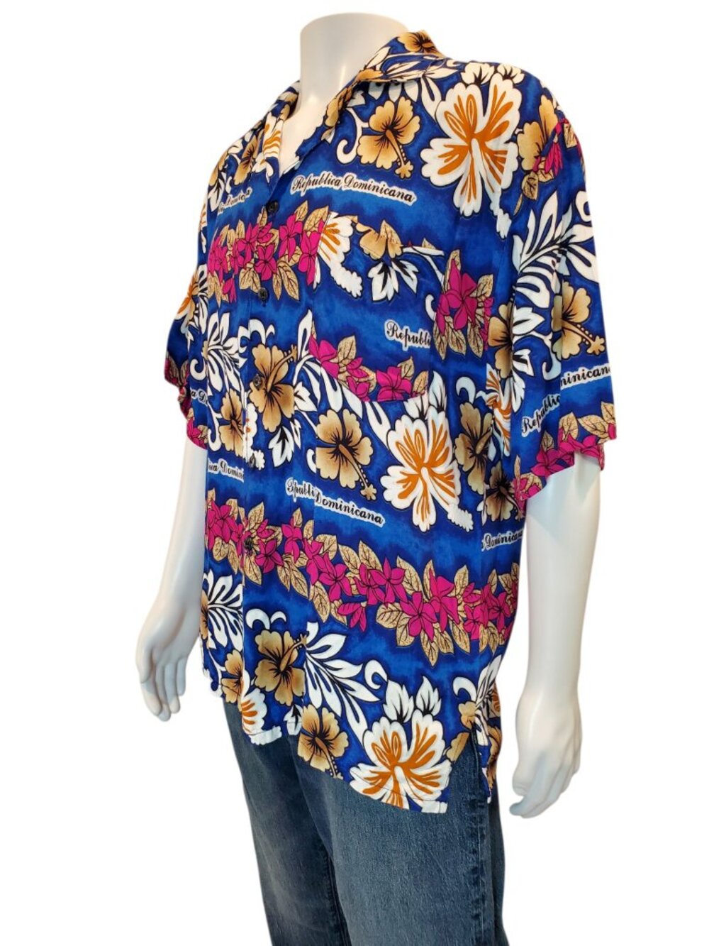 Vintage Fun-Wear Hawaiian Camp Shirt Republica Dominicana Men's XL - Picture 4 of 6